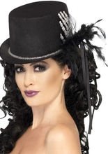 Zylinder mit Skeletthand schwarz