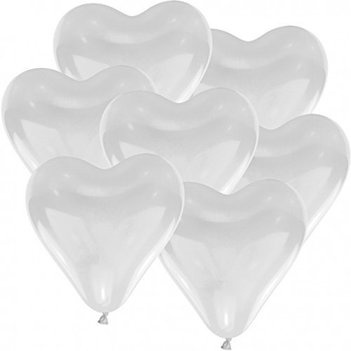 50 Herz Luftballons Ø 30 cm Farbe frei wählbar Herzballons Helium Luftballon (Weiß)