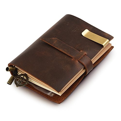 7Felicity® 12S Handgefertigt Notizbuch Leder Vintage, 13,5x10,2cm, braun,nachfüllbar Seiten Leder 