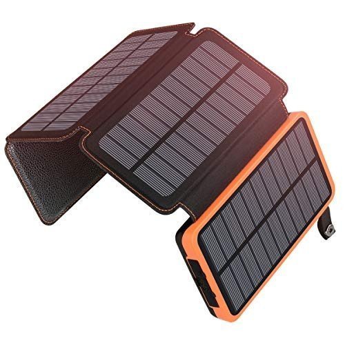 ADDTOP Solar Power Bank 25000mAh, Solar Ladegerät mit 4 Sonnenkollektoren Hohe Kapazität Tragbare 