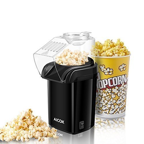 Aicok Popcornmaschine, 1200W Heißluft Popcorn Maker, Öl ist nicht notwendig, Weites-Kaliber-Design