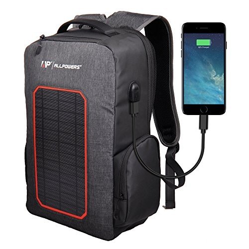 ALLPOWERS Solar Rucksack 7W Solarpanel, Solar Ladegerät Powerbank 6000mAh Akku Backup Laptop Rucksa