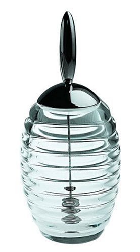 Alessi TW01 Honey Pot Honigspender, aus Kristallglas mit Deckel, Edelstahl