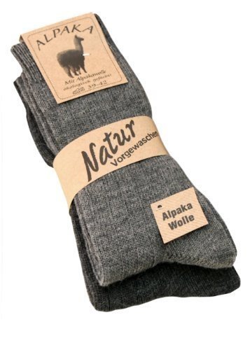 Alpaka Socken Wollsocken Herren u. Damen mit Alpaka Wolle weich und warm, 2 Paar,Gr 43-46