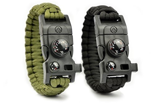 AVENDU 7-in-1 Paracord Survival Armband mit Multitool + Feuerstahl + Kompass + Signalpfeife + Minime