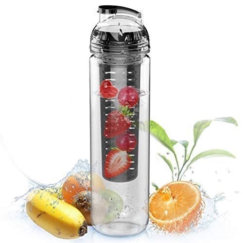 AVOIN colorlife Avoin Tritan Trinkflasche für Fruchtschorlen, ohne BPA, Schwarz/Schwarz