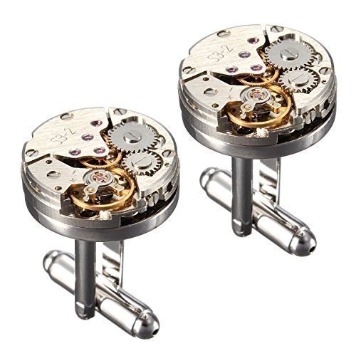 Baban Cufflinks Ein Paal Rund Herren Manschettenknöpfe Steampunk Uhrwerk Uhr Bewegung Watch Movemen