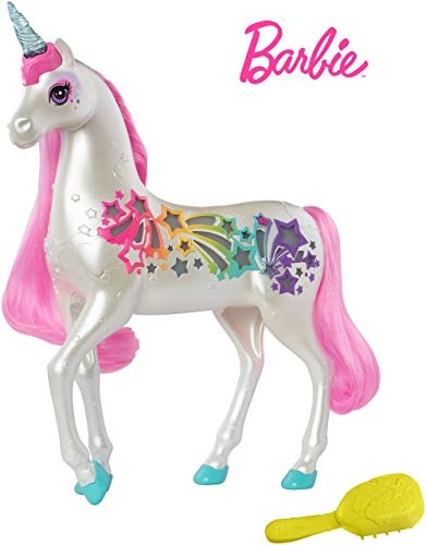 Barbie Dreamtopia Regenbogen Einhorn mit magischer Bürste für Musik und Lichter, ab 3 Jahren