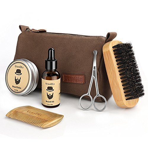 Bartpflege Set 6 - Bartset für Männerpflege | Bartöl | Schnurrbart Bart Balsam Wachs | Bartbürst