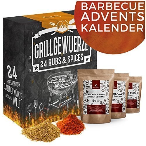 BBQ Grillgewürz-Adventskalender I Weihnachtskalender mit 24 edlen & abwechslungsreichen Grill Gewü