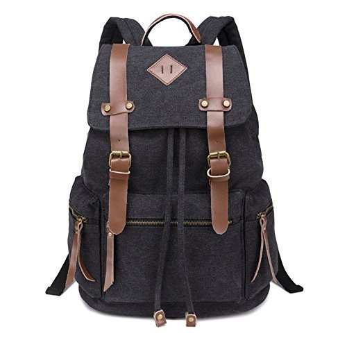 BeautyWill Damen & Herren Vintage Canvas Rucksack Wanderrucksack Reiserucksack Laptoprucksack Campin