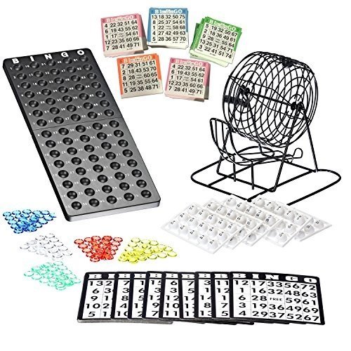Bingo Spiel Set mit Bingotrommel aus Metall