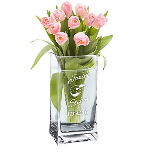 Blumenvase aus Glas zur Hochzeit – Vase Personalisiert mit [Namen] und [Datum] – Hochzeitsgesche
