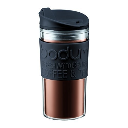 Bodum 11103-01S Travel Mug, Kunststoff, Schwarz/Transparent, 0.35 L, 8 x 8 x 17 cm, 1 Einheiten