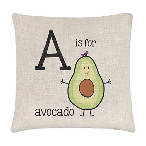 Buchstabe A ist für Avocado Leinen Kissenbezug