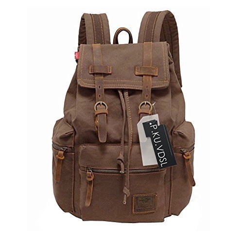 Canvas Rucksack P.KU.VDSL-AUGUR REIHE Vintage Rucksack Schulrucksack Retro Rucksack Daypack Backpack