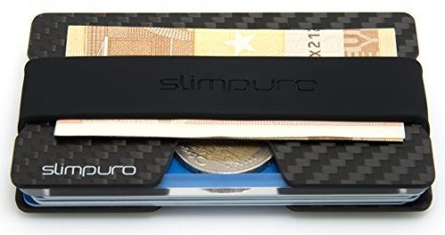 Slimpuro Carbon Kreditkartenetui mit Münzfach und Geldklammer - mit MultiTool-Card - RFID / NFC Sch