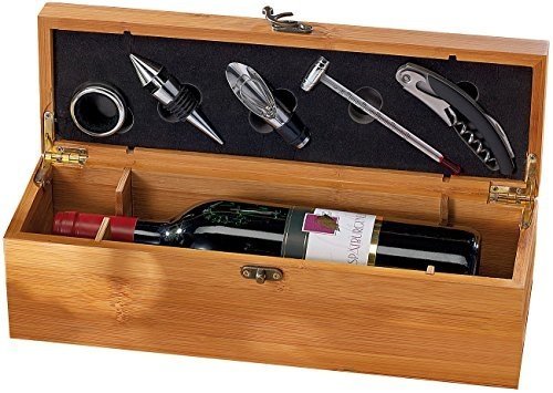 Carlo Milano Weinset: 5-tlg. Sommelier-Set in edler Geschenkbox für 1 Weinflasche (Wein Geschenkbox