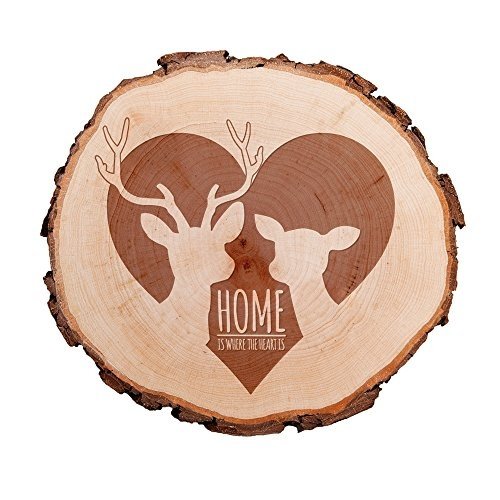 Casa Vivente Baumscheibe mit Gravur – Home is Where The Heart is – REH und Hirsch – Türschild