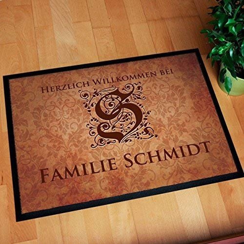 Cera & Toys Stilvolle Fußmatte mit Monogramm persönlich gestaltbar - 50x70 cm für Innen- u. Auße