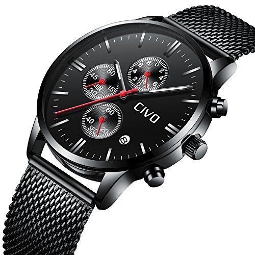 CIVO Herrenuhren Multifunktional Chronograph Datumskalender Wasserdicht Analoge Quarzuhr mit Silbern