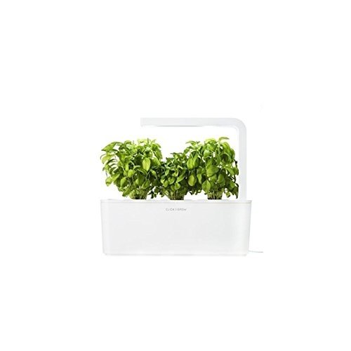 Click & Grow smartes Kräutergarten-Set mit 3 Basilikum Kassetten, weiß beleuchtet