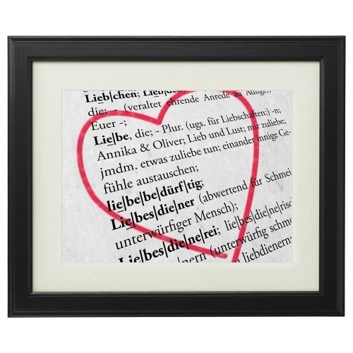 Definition von Liebe Personalisiertes Bild mit [NAMEN] – Kunstdruck im schwarzen Echtholzrahmen 