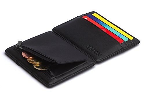 Design Magic Wallet Geldbörse mit Münzfach und RFID/NFC Schutz – Premium Portemonnaie mit Magic-