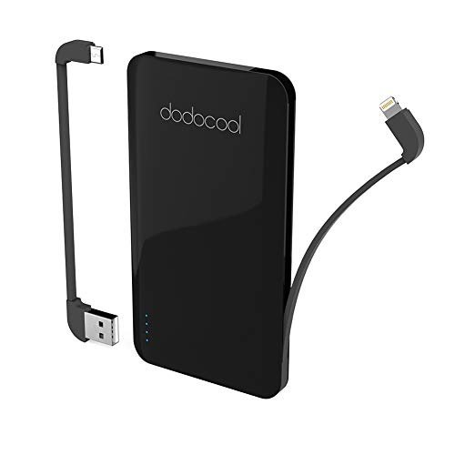 dodocool Powerbank 5000mAh, Externer Akku mit Lightning und USB Kabel, Handy Tragbar Ladegerät für
