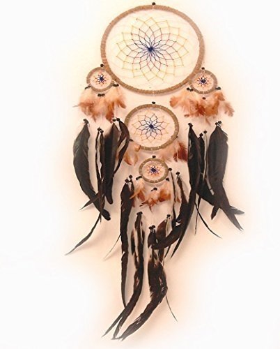 Dreamcatcher - Traumfänger \"Gute Träume\", 22 cm, Länge/Breite ca. 65/35 cm, mehrfarbiges Netz