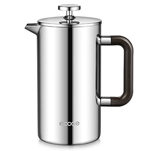 Ecooe Doppelwandiger French Press 1L Kaffeebereiter Edelstahl Kaffeekanne