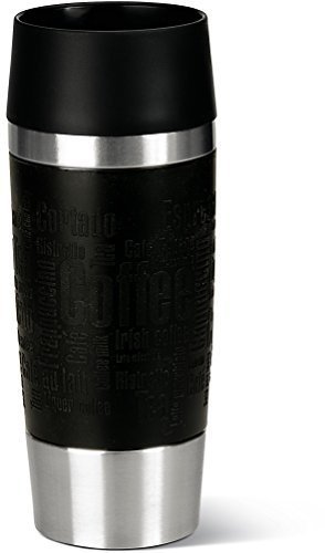 Emsa 513361 Isolierbecher, Mobil genießen, 360 ml, Quick Press Verschluss, Travel Mug, schwarz