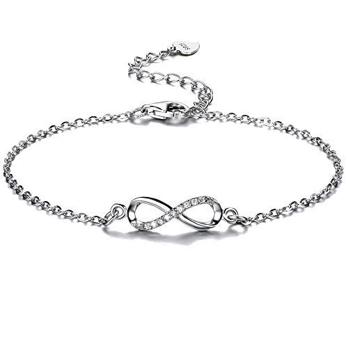 F.ZENI Armbänder Damen 925 Sterling Silber Funkeln Kubisches Zirkonia Kuss Armband Akzent Unendlich