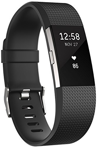 Fitbit Standard Charge 2 Unisex Armband Zur Herzfrequenz Und Fitnessaufzeichnung, Schwarz, L, FB407S