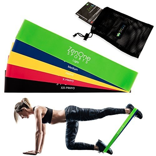 Fitnessbänder Set I 5 Trainingsbänder ZenLoops inkl. GRATIS E-BOOK, Workout-Guide & Tasche I Das P
