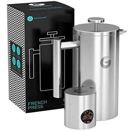 FRENCH PRESS / KAFFEEBEREITER / TEEBEREITER 1 Liter von Coffee Gator - Doppelwandige Französische K