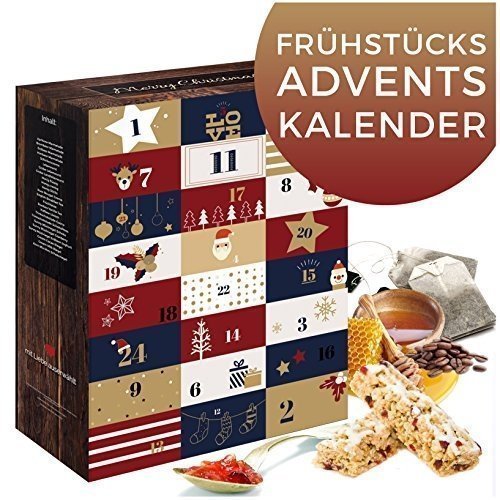 Frühstück Adventskalender I Weihnachtskalender mit 24 edlen & ausgefallenen Früchstücks-Überras