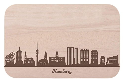 Frühstücksbrettchen Hamburg mit Skyline Gravur