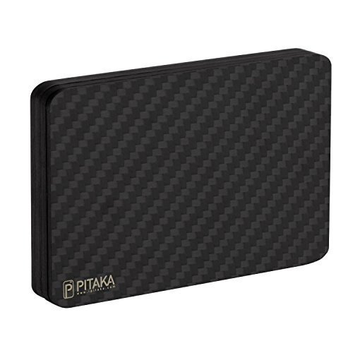 Geldbörse für Karten, PITAKA [MagWallet] Extra Dünne Magnetische Carbon Fiber/Kohlefaser Brieftas