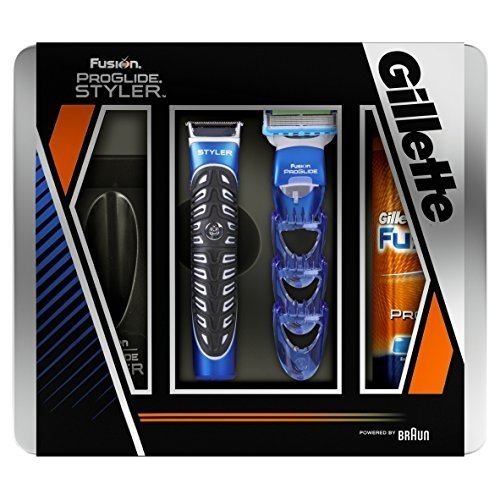 Gillette Fusion Proglide Geschenkset (Rasierer, Styler und Rasiergel 200 ml)