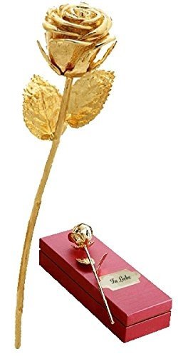 Goldene Rose 16 cm - rote Geschenkbox mit Gravur - vergoldete Rose mit Personalisierung - romantisch