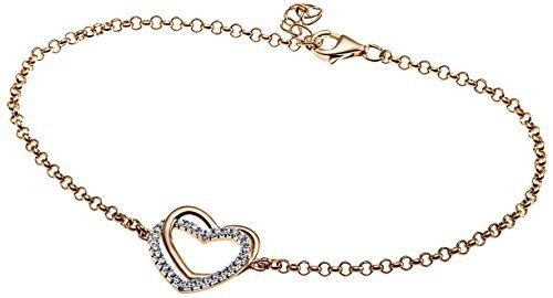 Goldmaid Damen-Armband Herz 925 Sterlingsilber rot vergoldet weiße Zirkonia Rosegold Silber Bicolor