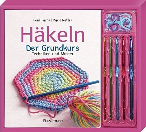 Häkeln. Der Grundkurs-Set: Techniken und Muster. Buch, 5 Häkelnadeln und 10 Maschenmarkierungsring