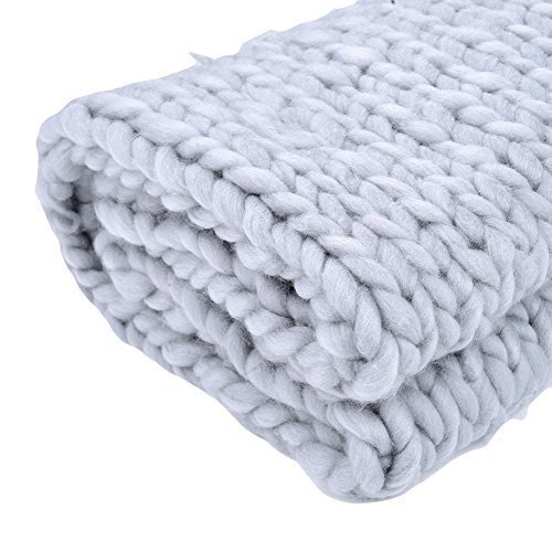 Handgefertigt Dick Troddeln Decke Weich Warm Knit Sofa Decke Matte Twist Strickdecke, grau, 150 * 12
