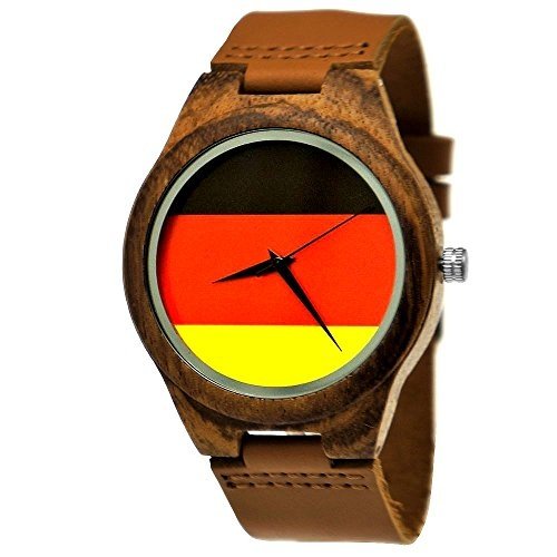 Handgefertigte Holzwerk Germany® Designer Herren Deutschland Flagge Uhr Damen Uhr Öko Natur Holz F