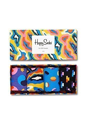 Happy Socks Damen Socken Pop Gift Box 4er Pack, Blau (Blau 6001), One Size (Herstellergröße: 36-40