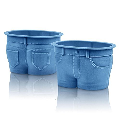 HC-Handel 919449 4er Set Muffinform Jeans aus Silikon 6 cm blau