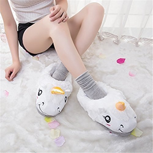 HENGSONG - Kuschelige Plüsch Einhorn-Haus-Schuhe für Damen / Erwachsene als Geschenk, Pantoffeln E