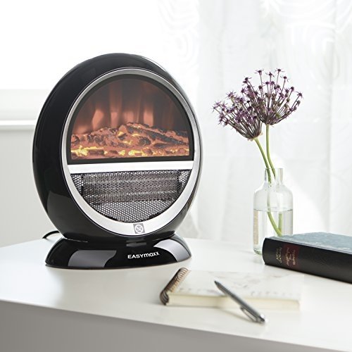 Heizstrahler Kamin-Optik | elektrischer Kamin | Ofen | 1500W | schwarz | echte Flammen-Optik