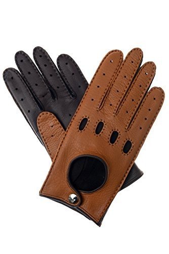 Herren Lederhandschuhe Autohandschuhe aus Hirschleder zweifarbig sand / dunkelbraun 8